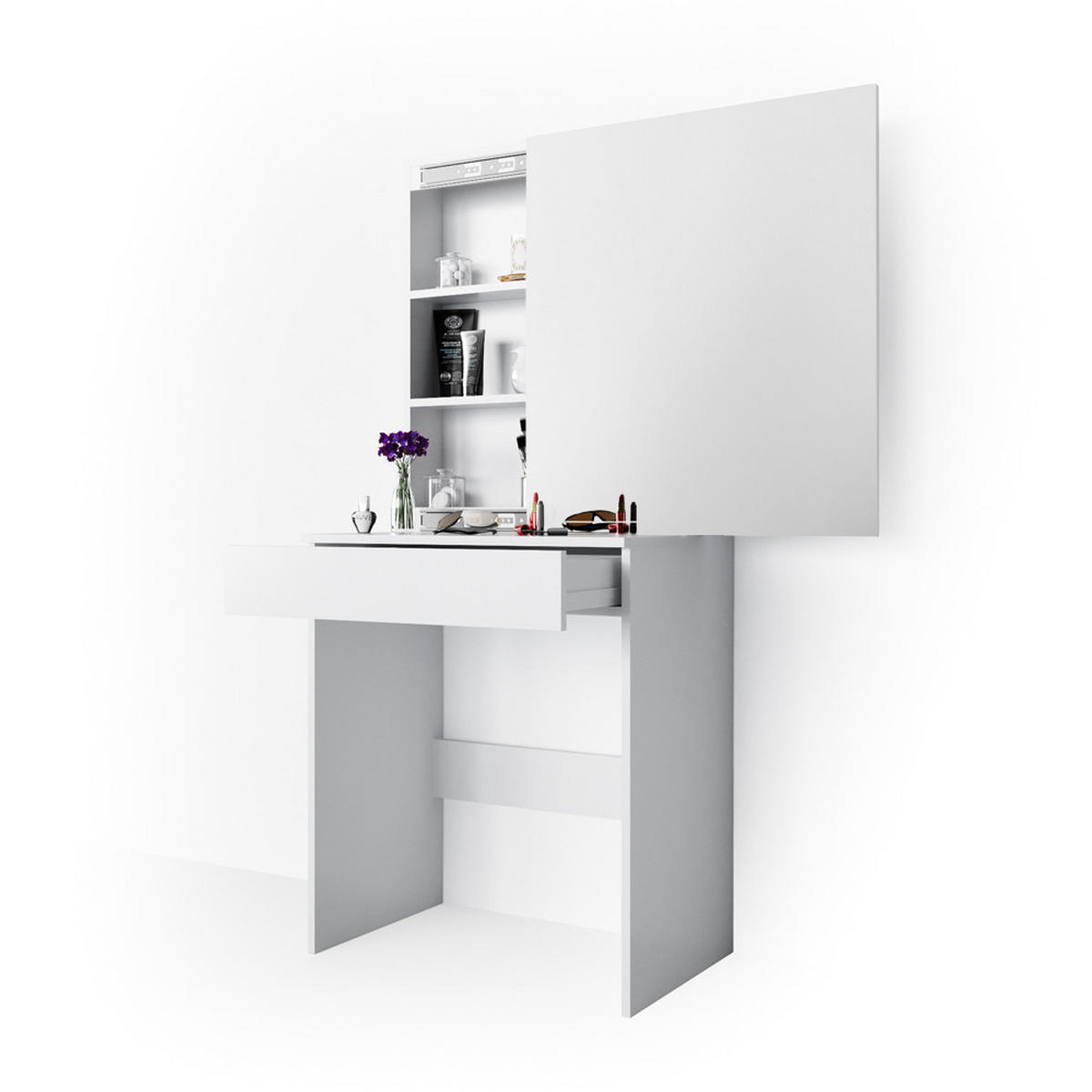 SCHMINKTISCH Melle Weiß 68 cm - Weiß, Holzwerkstoff (68/155/42cm) - Vicco