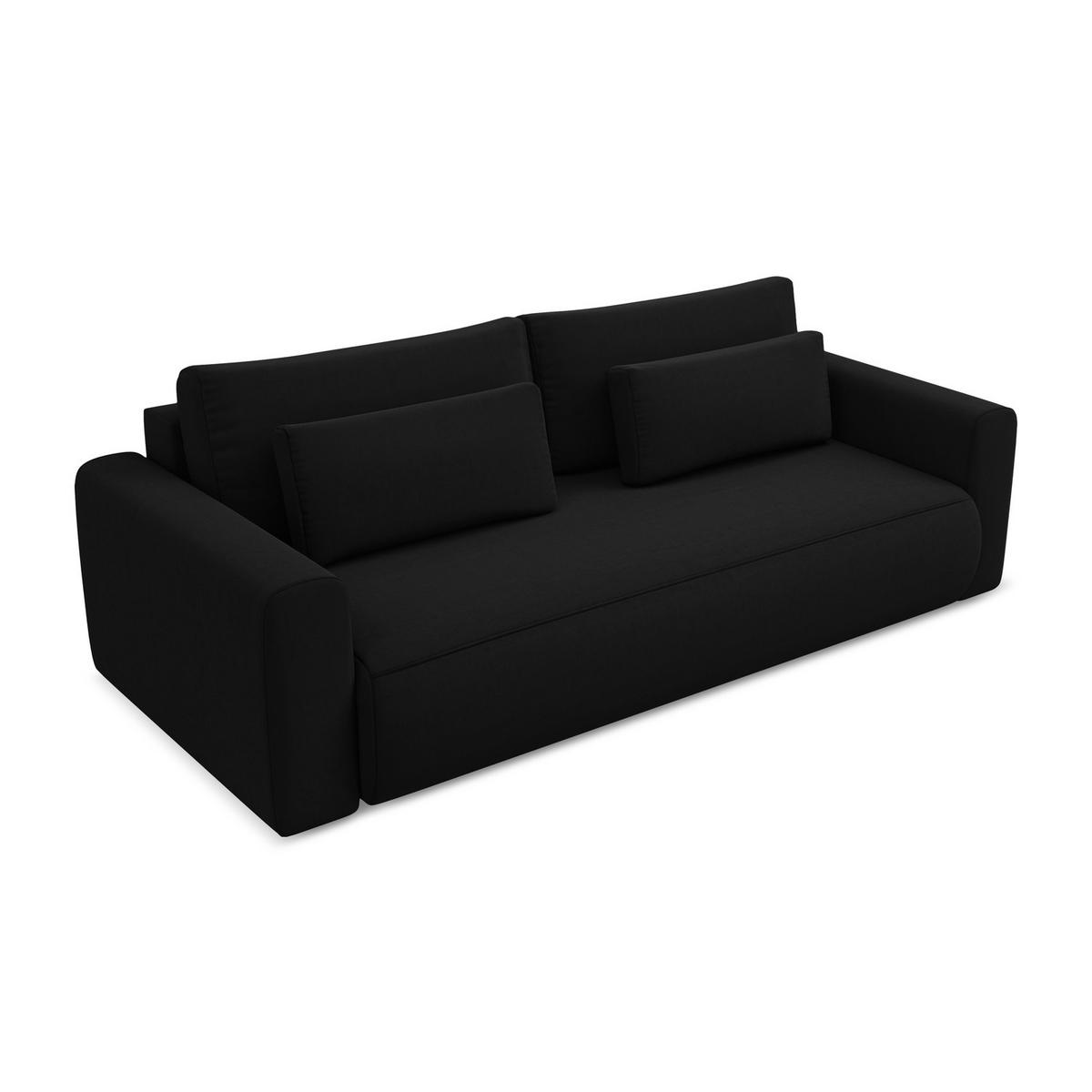 3-SITZER SOFA mit Schlaffunktion Samt Stoff Schwarz - Schwarz, Kunststoff/Textil (238/82/105cm) - LaMiaSofa