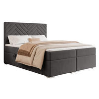 BOXBETT NEREA 160/200 cm mit Matratze und Topper, Grau - Grau, Textil (160/200cm) - Idohome