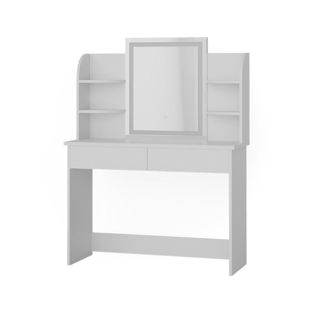 SCHMINKTISCH Charlotte Weiß 106 cm mit LED-Spiegel - Weiß, Holzwerkstoff (106/142/40cm) - Vicco