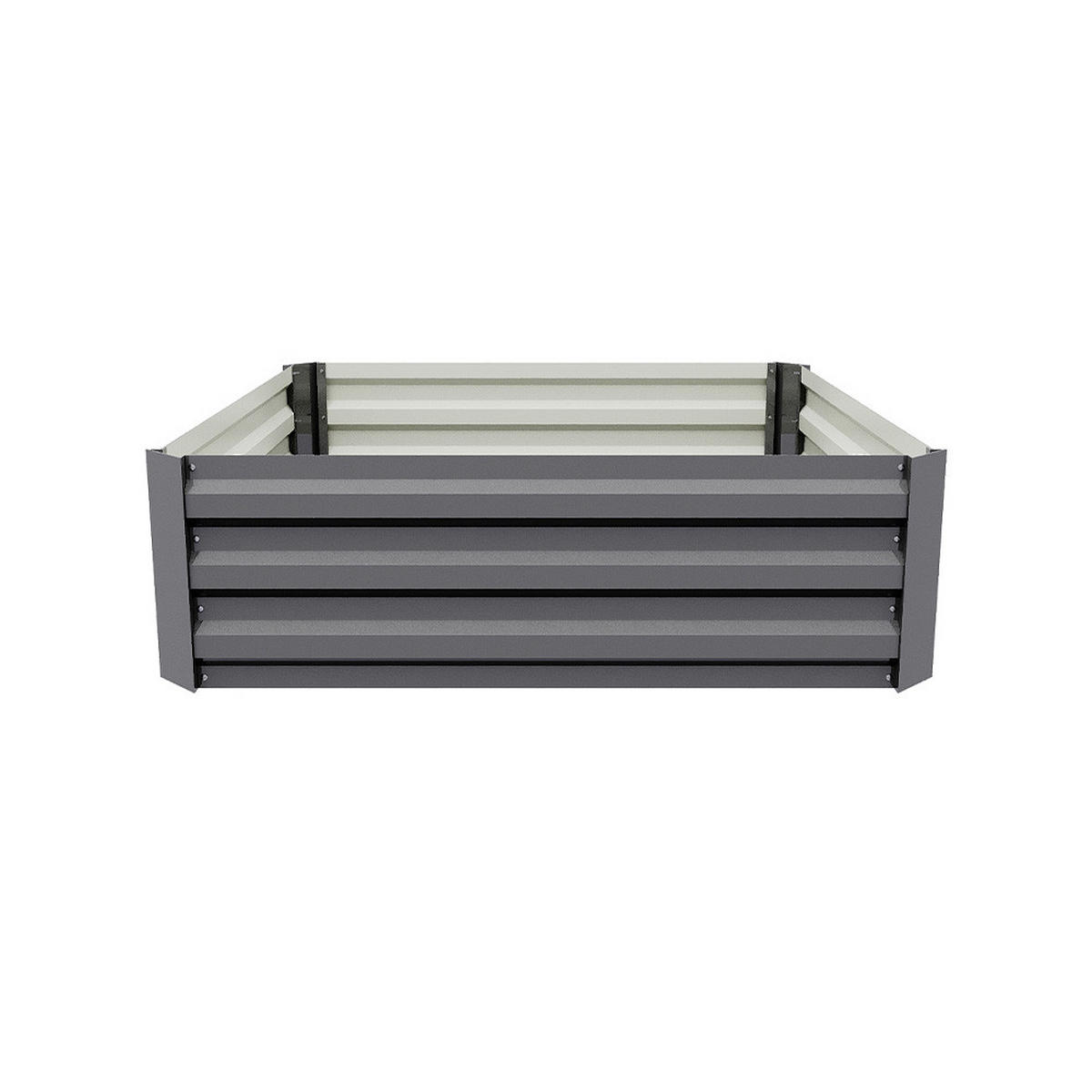 HOCHBEET-PFLANZKASTEN aus verzinktem Stahl in Grau Creme Quadratisch für Garten Balkon 100x100x30cm 4,85 kg - Grau, Metall (100/30/100cm) - Livingandhome