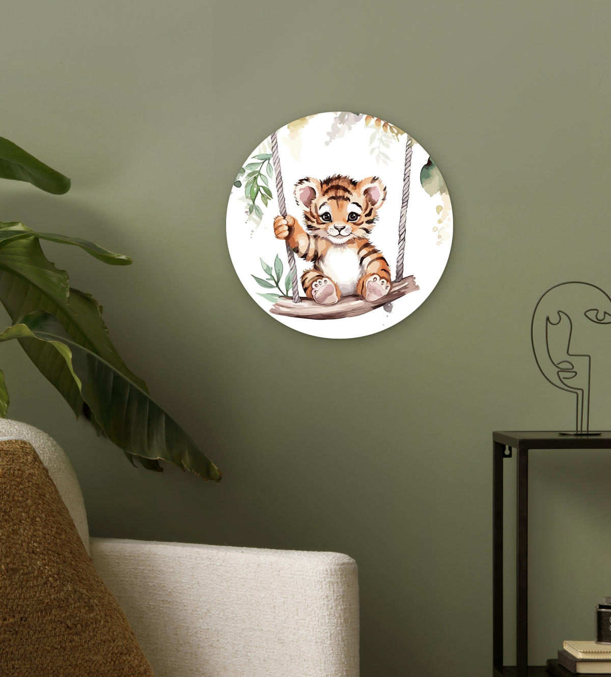 WANDBILD Tiger - Tier - Kinder - Dschungel Deko Wohnzimmer 30x30 cm - Dunkelorange, Kunststoff (30/30cm) - MuchoWow