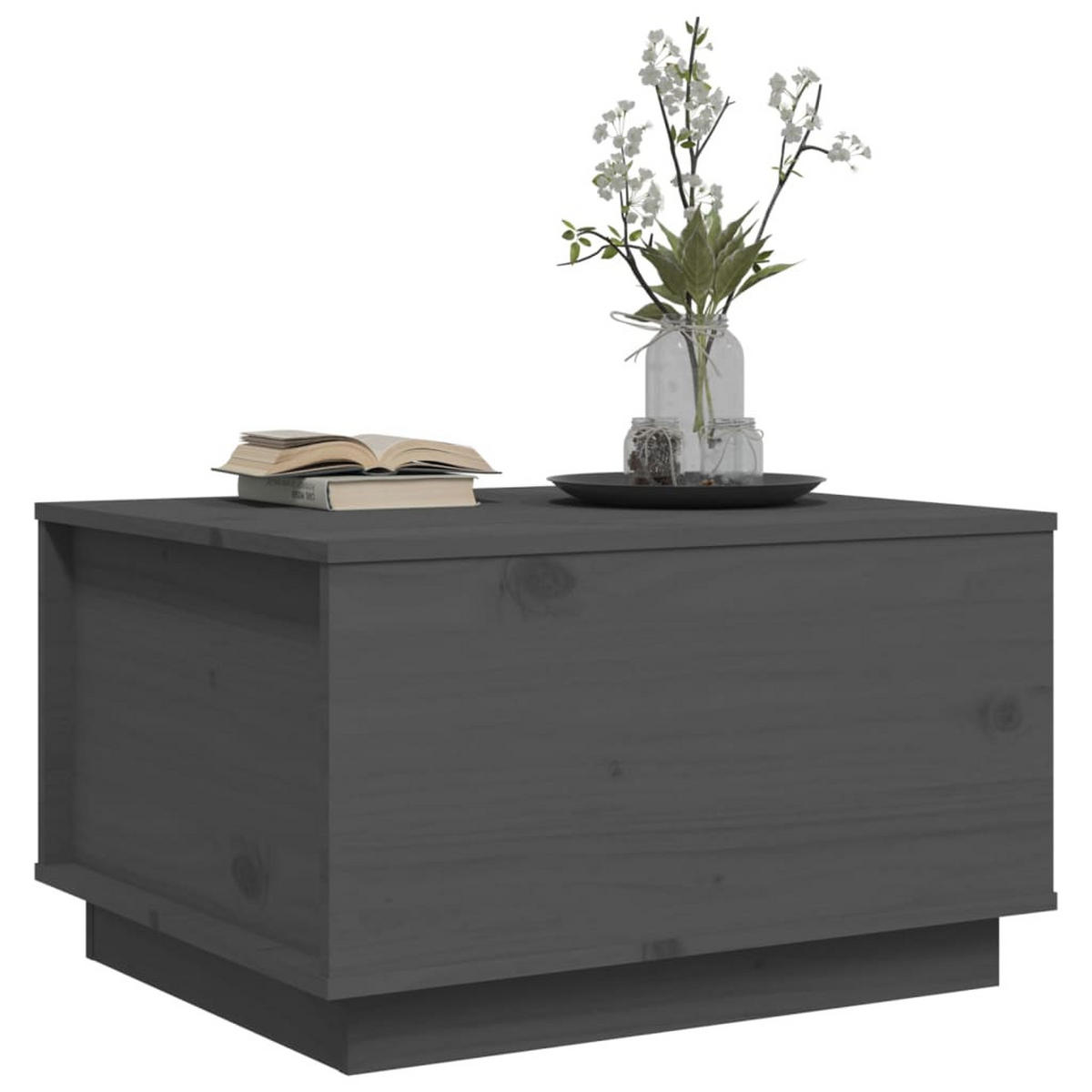 COUCHTISCH Grau 60x50x35 cm Massivholz Kiefer - Grau, Holz (60/50/35cm) - furnicato