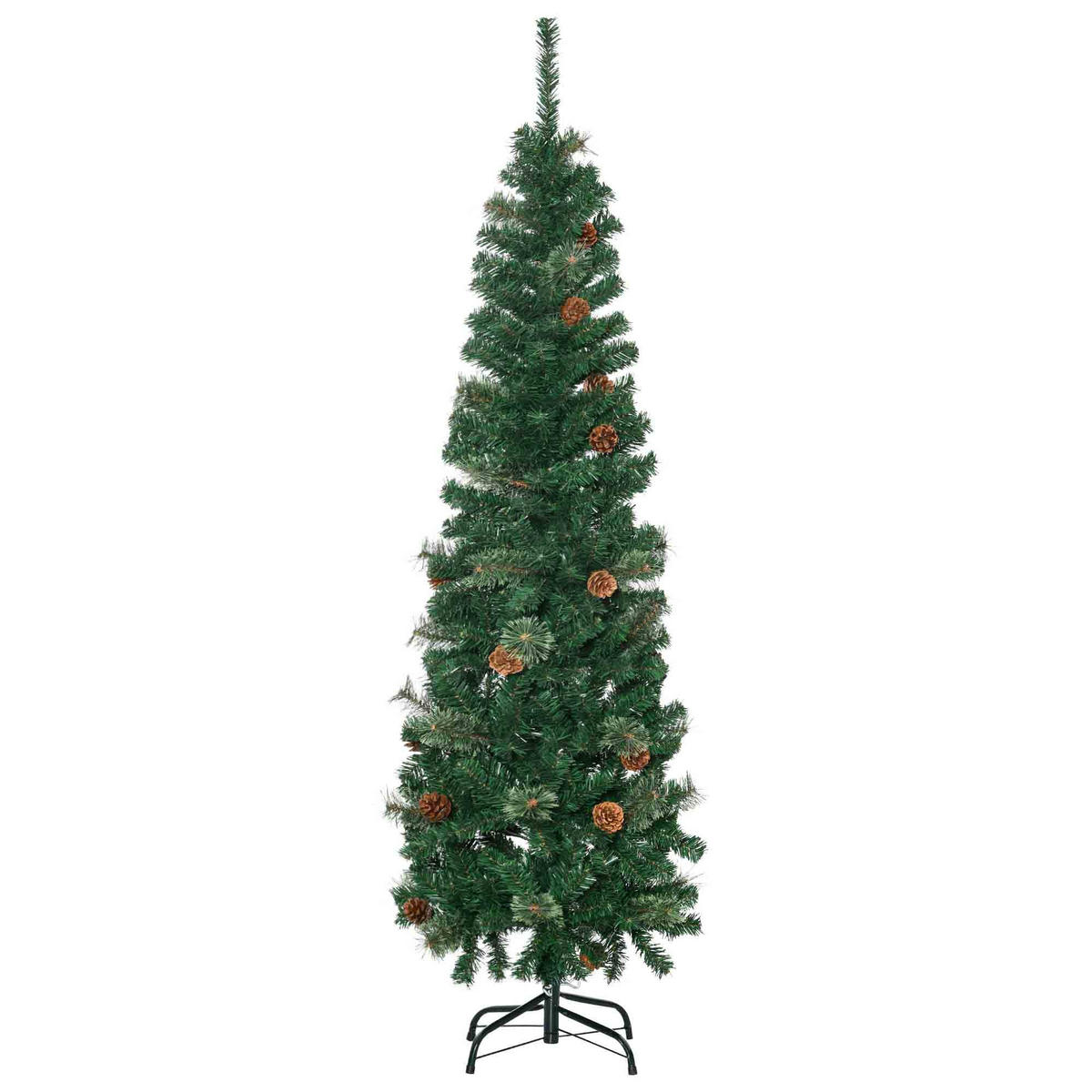 KÜNSTLICHER-WEIHNACHTSBAUM, 165 cm Christbaum mit 412 Spitzen für Weihnachten - Grün, Kunststoff (165cm) - HOMCOM