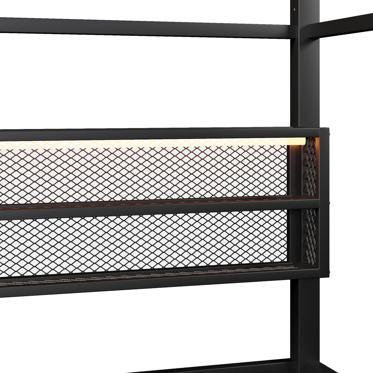 HAUSBETT 90/200 cm DE-03422, mit Zaun und LED-Beleuchtung, in Schwarz - Schwarz, Metall (90/200cm) - ComfortXL