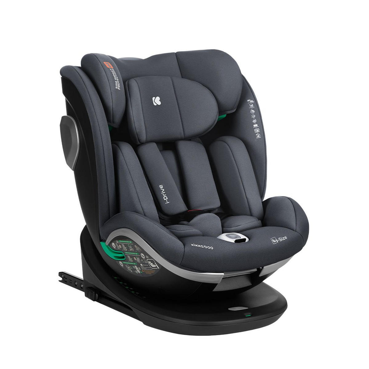 KINDERSITZ i-Drive i-Size grau (40-150cm) Isofix Top Tether, Kopfstütze, SPS - Grau, Kunststoff (44/60/50cm) - Kikka boo