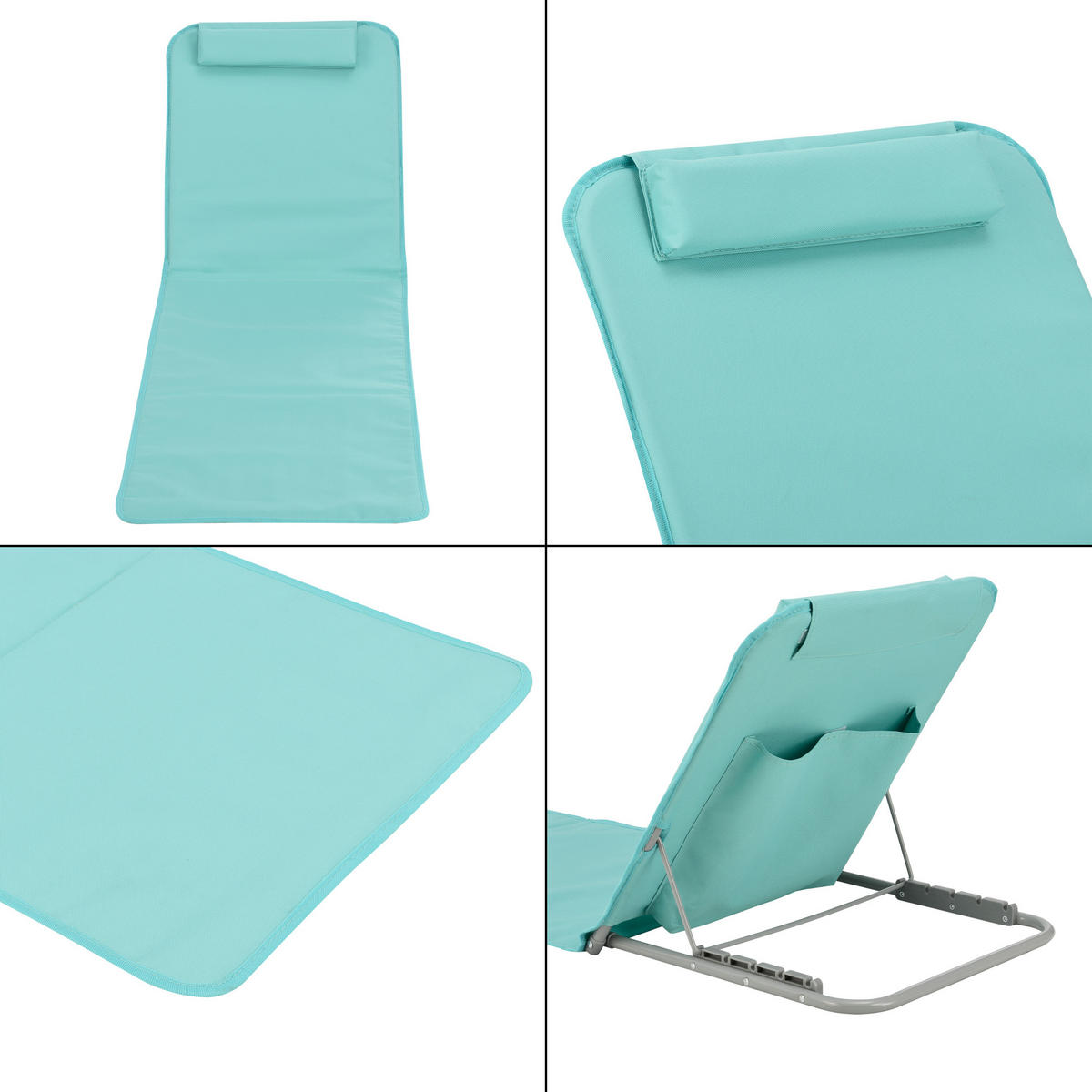 STRANDMATTEN-SET 2 TLG. Donostia - Türkis, Textil/Metall (143/44/48cm) - [en.casa]