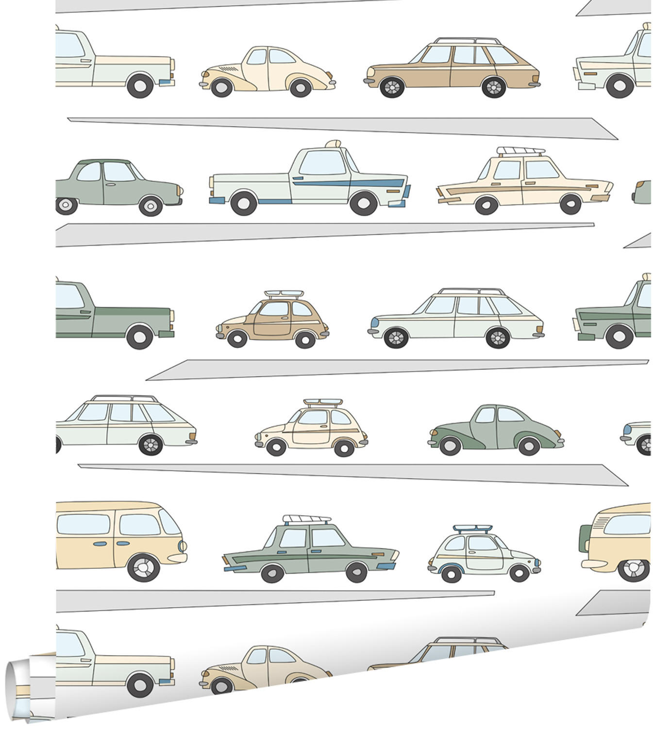 TAPETE Autos 50 x 900 cm - Grün, Papier (50/0.1cm) - ESTAhome