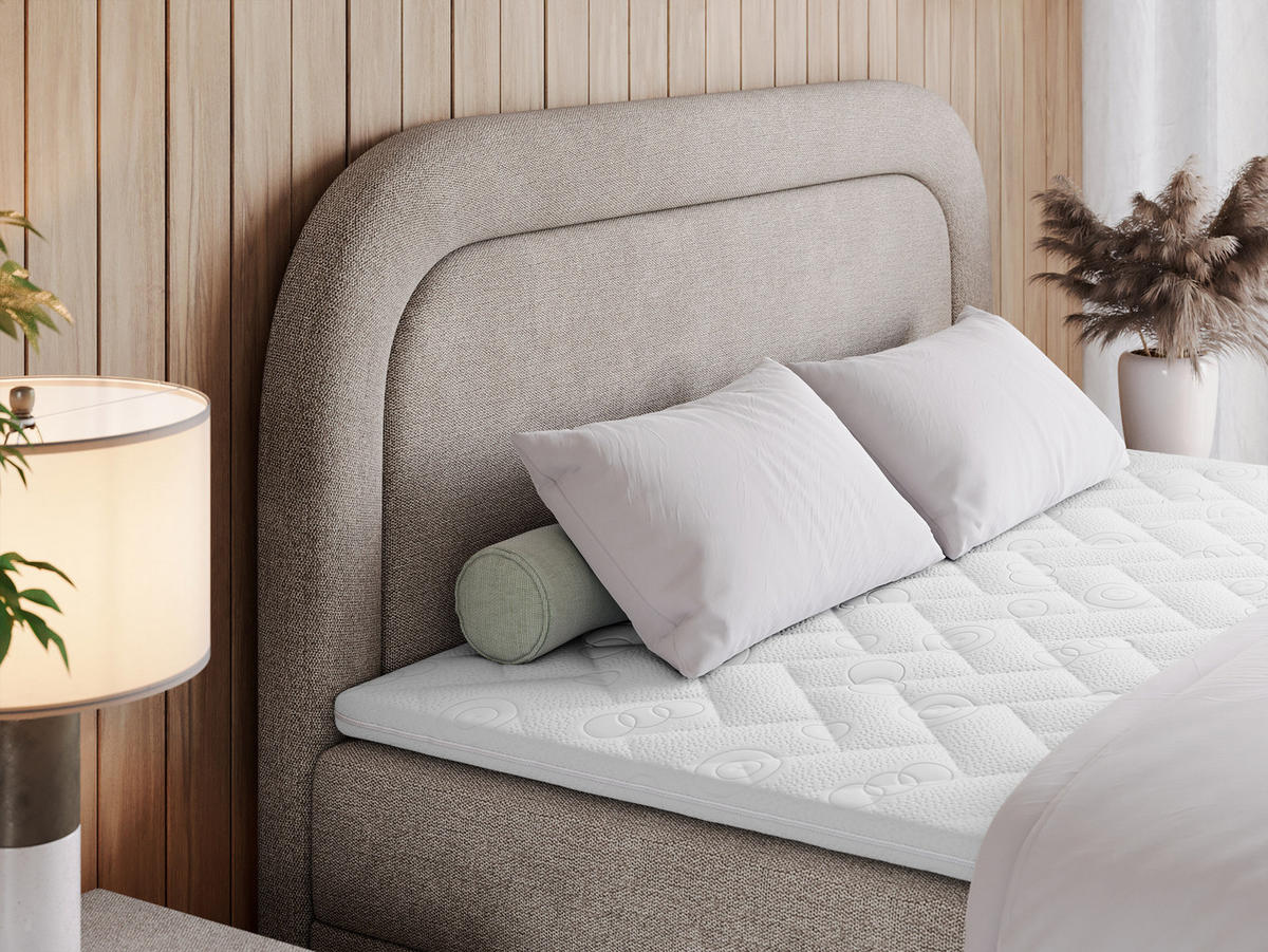 BOXBETT EIRA 120/200 Beige Struktur - H3 - Beige/Silberfarben, Holz/Textil (120/200cm) - MKS
