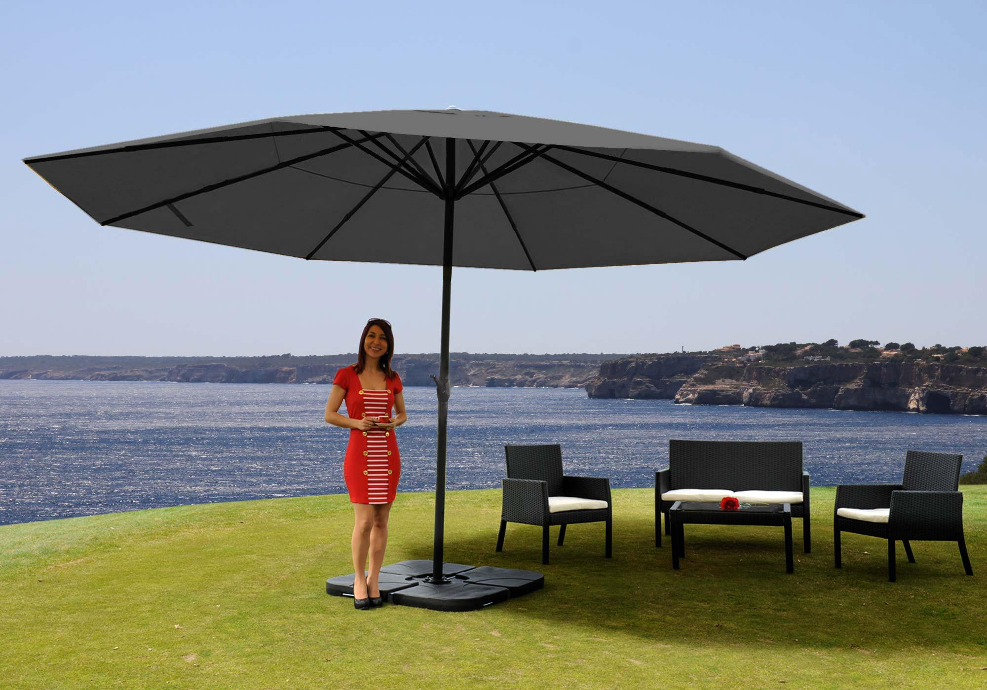 Thumbnail - MCW Sonnenschirm, Anthrazit, Metall, 500x500 cm, Sonnen- & Sichtschutz, Sonnenschirme