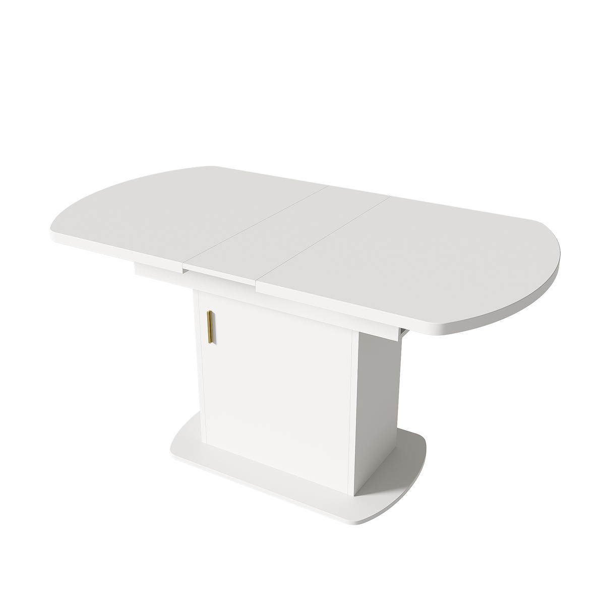 ESSTISCH 110-140x70x75 cm in Weiß aus Spanplatte ausziehbar mit Stauraum und goldfarbenen Griffen - Weiß, Holzwerkstoff (70/130/75cm) - Modfu