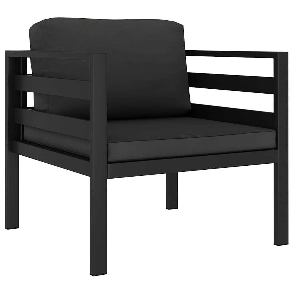 EINZELSOFA Mit Kissen Aluminium Anthrazit - Anthrazit, Metall (70/64.5/75cm) - vidaXL