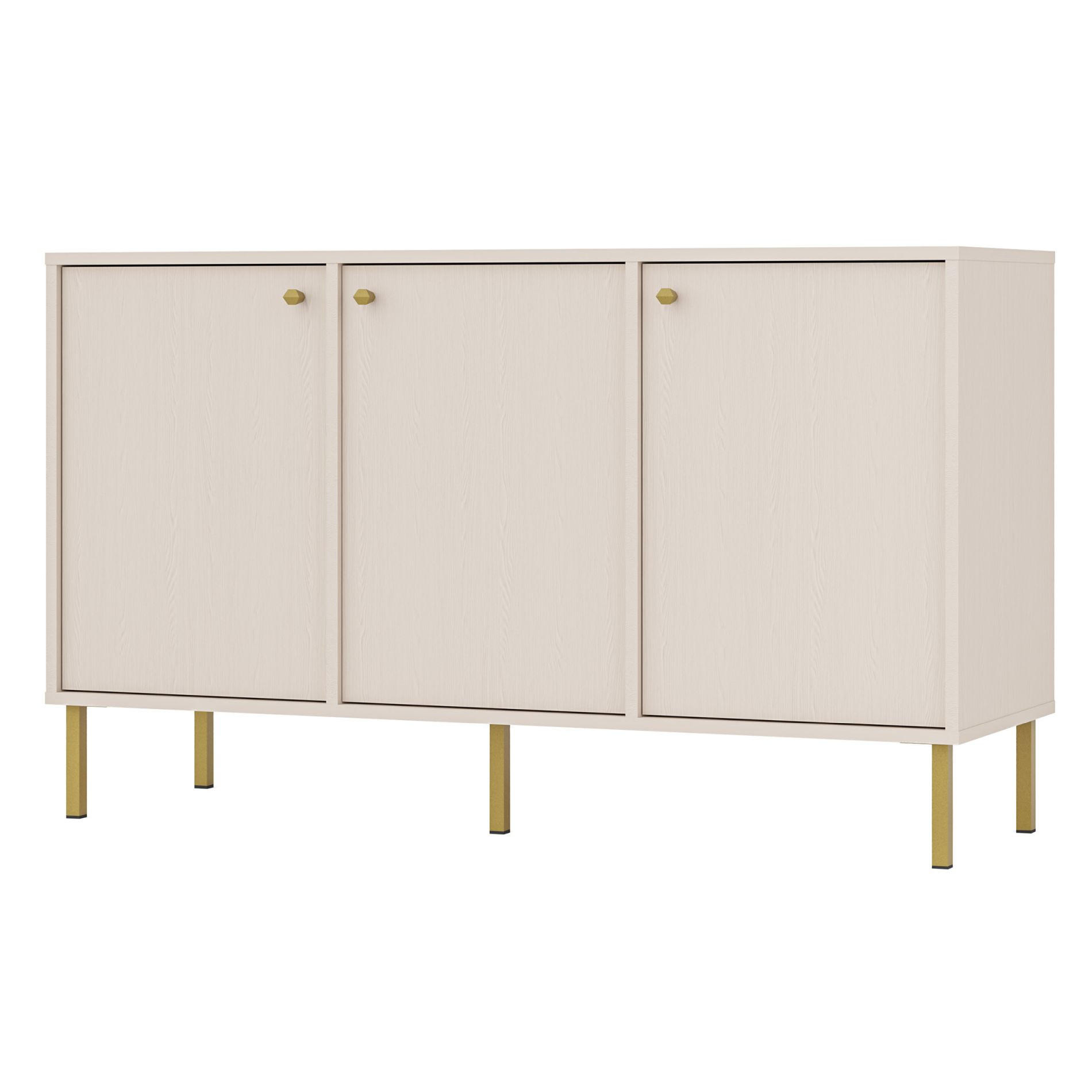 SIDEBOARD Oktio Sandbeige 125 cm - Beige/Goldfarben, Holzwerkstoff/Metall (124.5/73.9/40.8cm) - Selsey