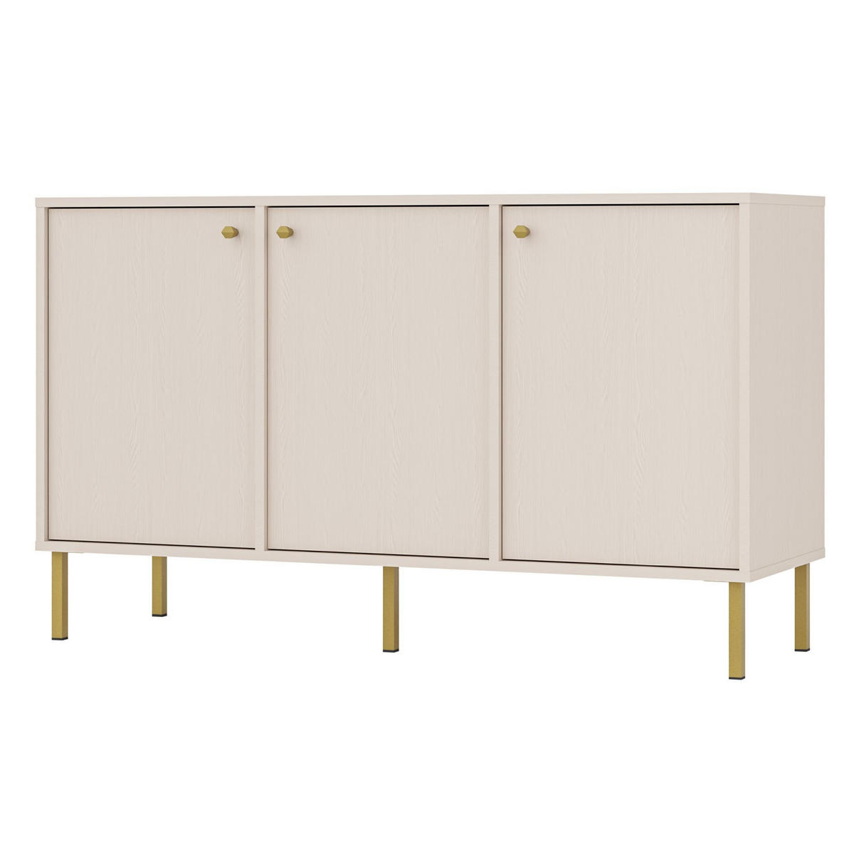 SIDEBOARD Oktio Sandbeige 125 cm - Beige/Goldfarben, Holzwerkstoff/Metall (124.5/73.9/40.8cm) - Selsey