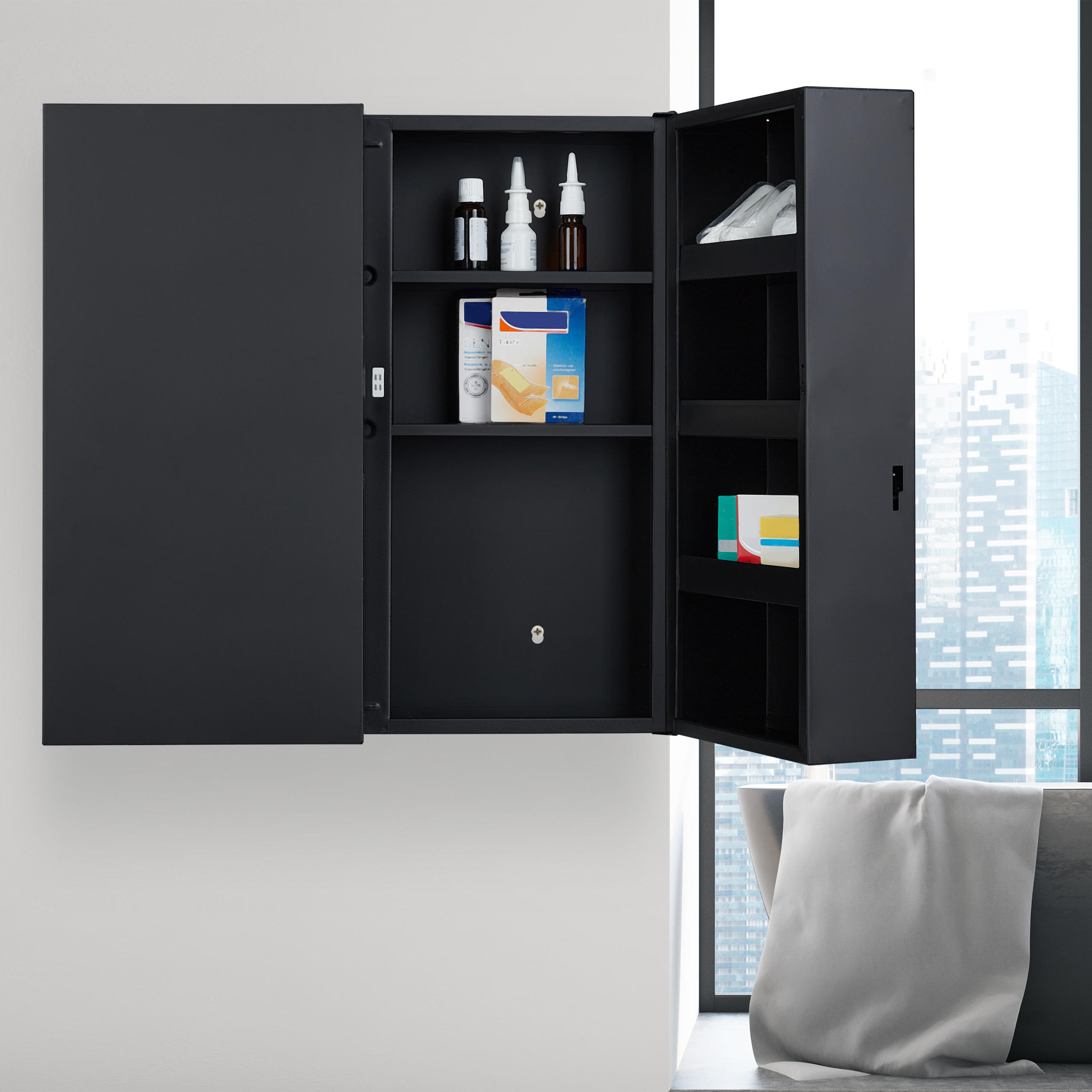MEDIZINSCHRANK - Anthrazit, Metall (53/53.5/19cm) - Relaxdays