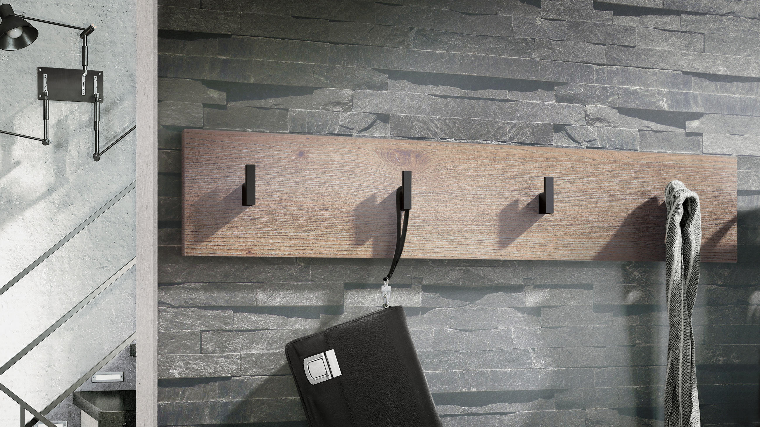 GARDEROBENPANEEL Linea Eiche Nordic - Silbereichenfarben, Holzwerkstoff (72.5/14.5/3.5cm) - Vladon