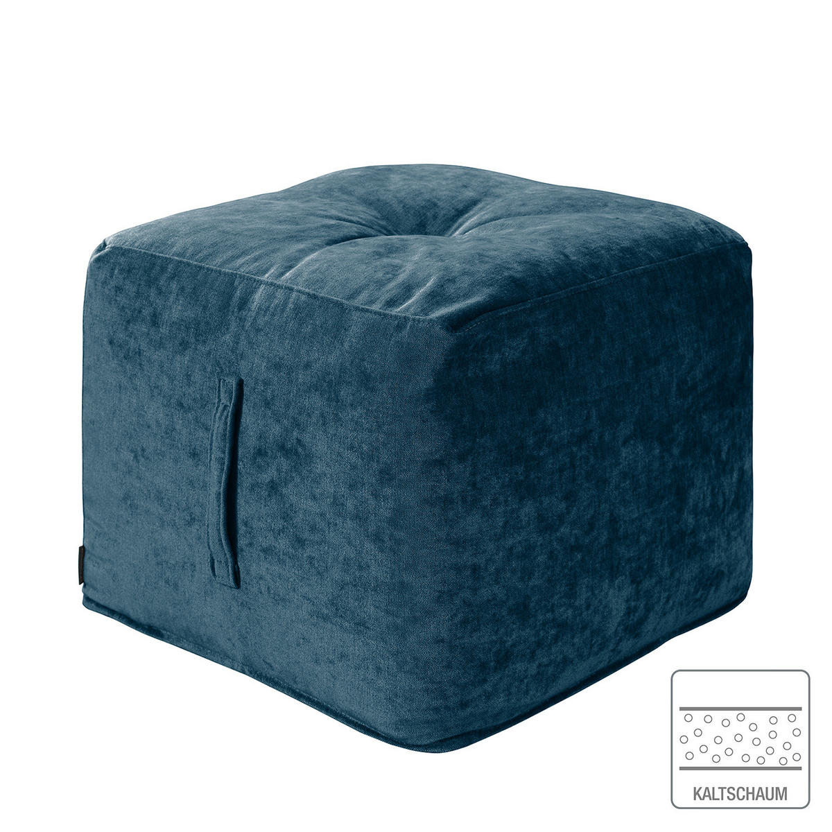 SITZWÜRFEL - Samt - Blau, Textil (47/42/47cm) - home24