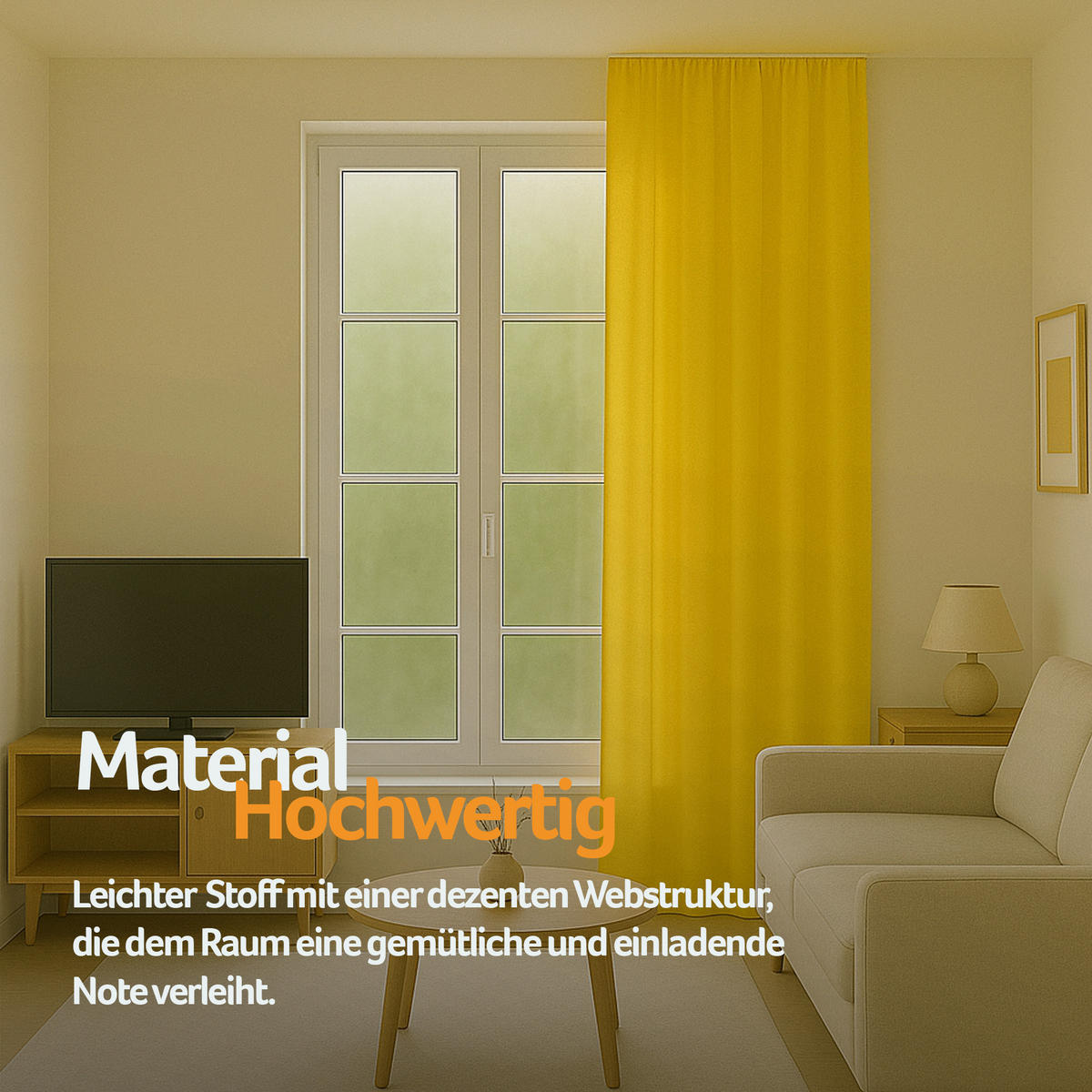 VORHANG Blickdicht ( 140x145cm ) mit Kräuselband / Universalband in Gelb - Hellgelb, Textil (140/145cm) - Bestlivings