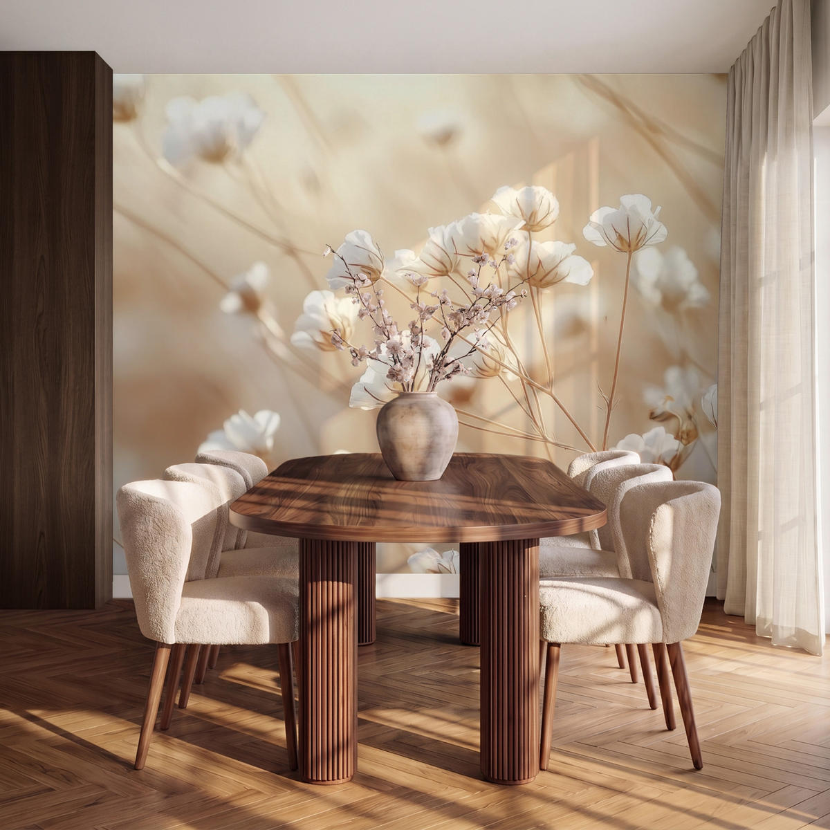 TAPETE - Wild - Blumen - Weiß - 240x200 cm - Creme, Papier (240/200cm) - OnlyWow