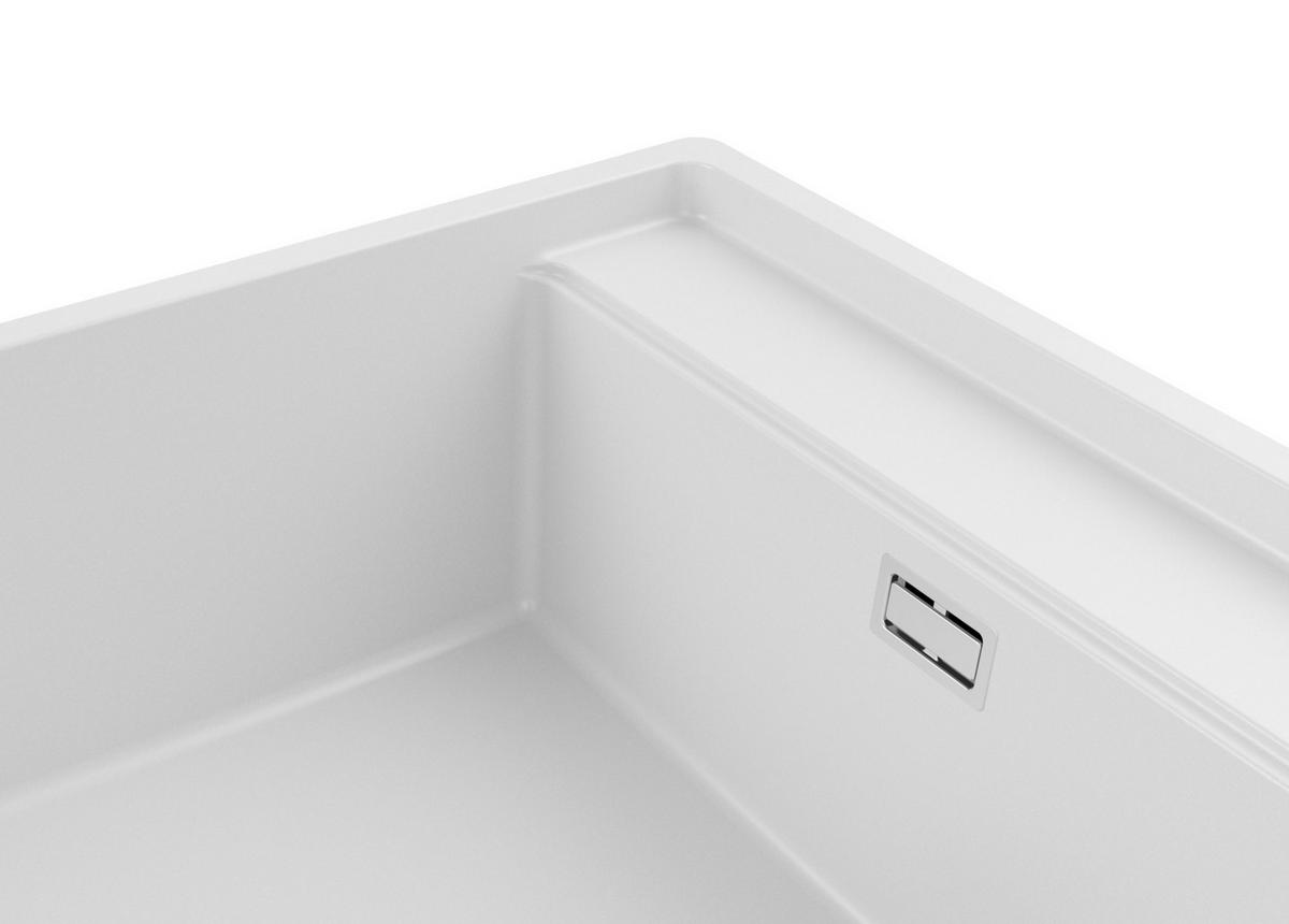 SPÜLBECKEN Bergen, 2-er set Alles Weiß 56/53 cm 1 Becken + Ablauf-Set + Schneidebrett ab 60er Unterschrank - Beige/Weiß, Kunststoff (56/20/53cm) - Primagran