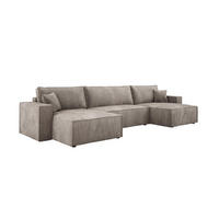 ECKSOFA Poso XXL U-förm, Schlaffunktion, weiche Kissen, Bettkasten, hochwertige Polsterung, lose Rückenkissen, freistehend, 377x143x83 cm Beige - Beige, Holz/Textil (377/83/143cm) - DomoHome