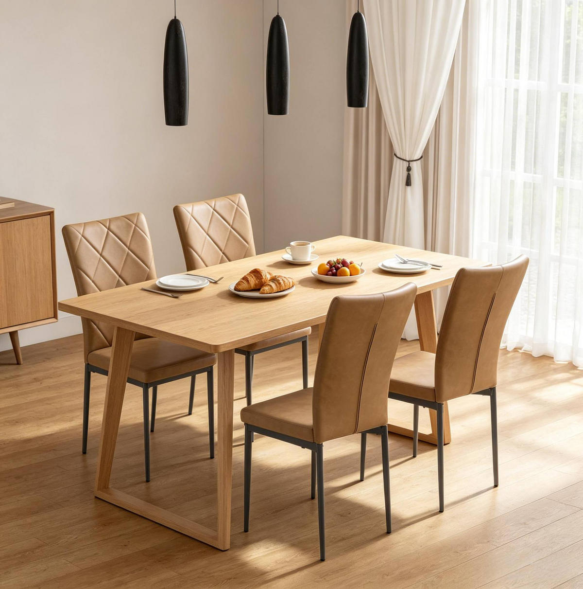 ESSSTUHL 4er-Set mit hoher Rückenlehne 42 x 94,5 x 59 cm Braun - Braun, Metall (42.5/94.5/40cm) - Meubliv