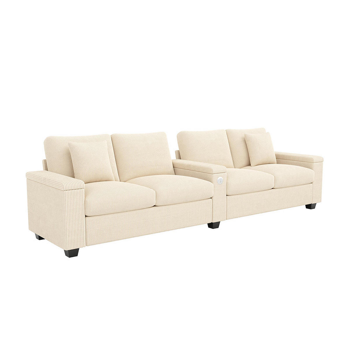 4-SITZER-SOFA mit Ladefunktion in Beige - Beige, Textil (80/82.7/299cm) - KOMHTOM