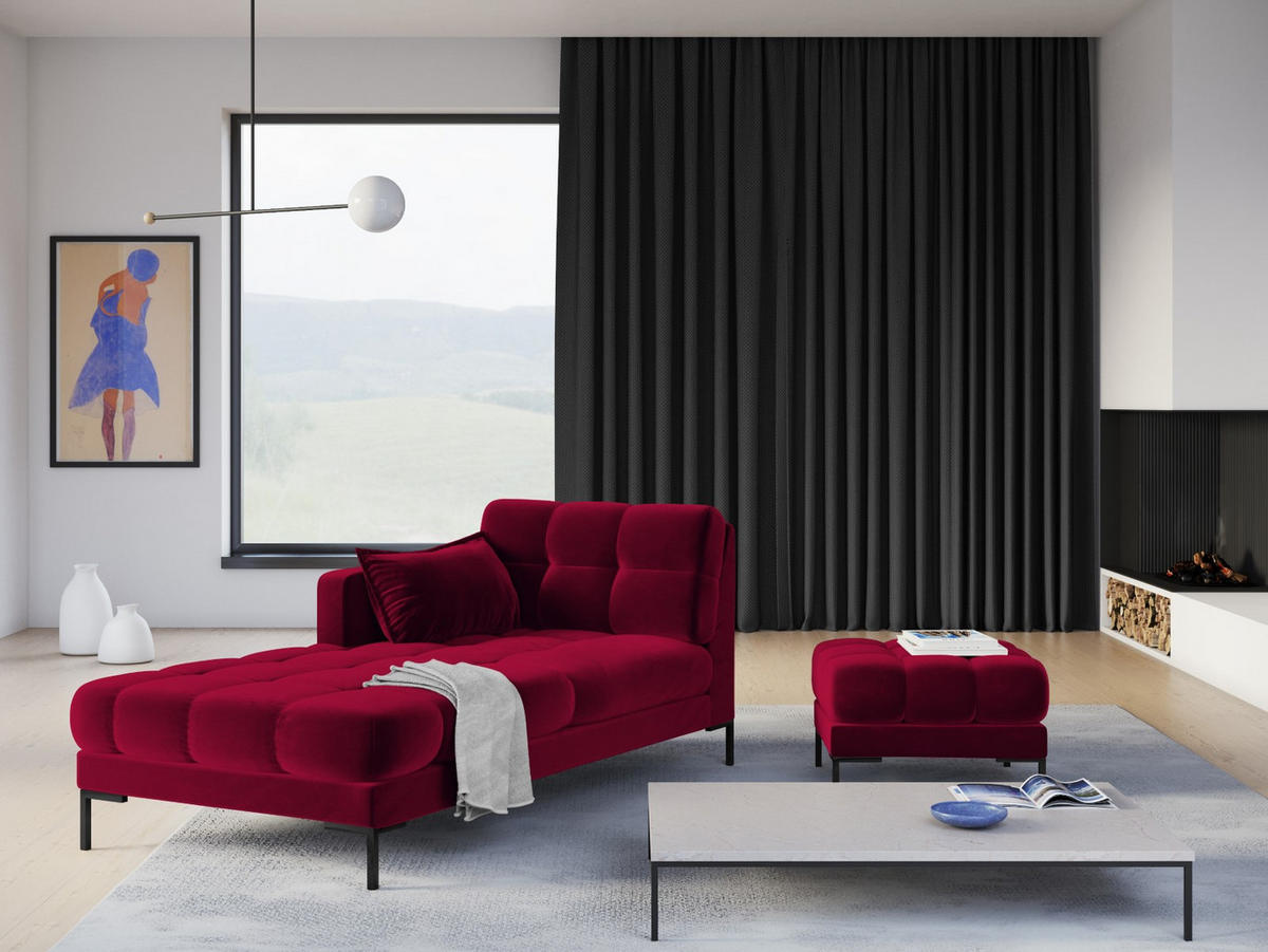 POUF Mamaia aus Samt rot - Rot, Textil (60/41/60cm) - Micadoni