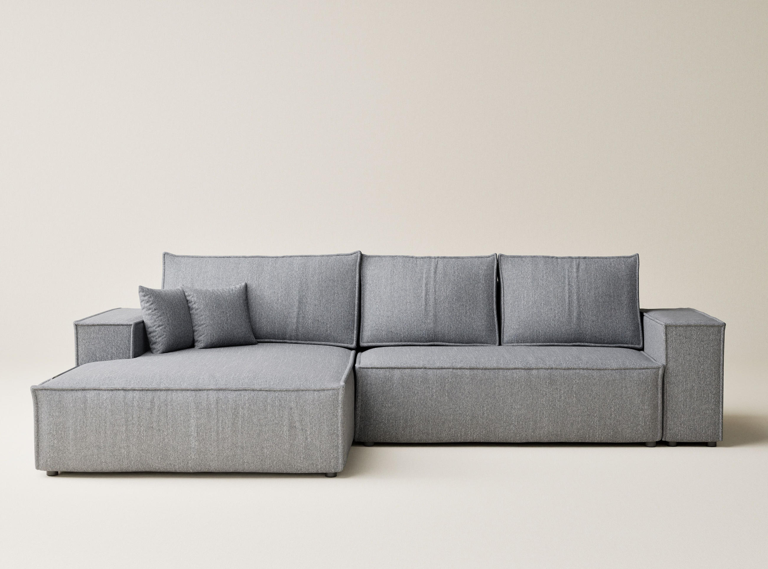 ECKSOFA MIT SCHLAFFUNKTION Maze Grau Webstoff - Schwarz/Grau, Holz/Holzwerkstoff (294/185cm) - Maison de Reve