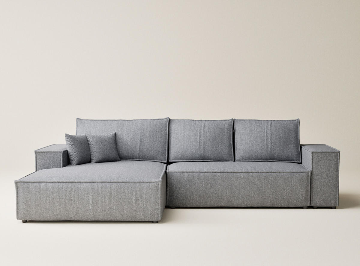 ECKSOFA MIT SCHLAFFUNKTION Maze Grau Webstoff - Schwarz/Grau, Holz/Holzwerkstoff (294/185cm) - Maison de Reve