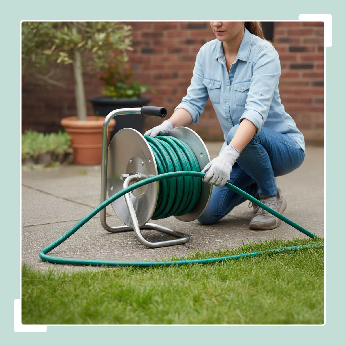 SCHLAUCHTROMMEL - Silberfarben, Metall (22/36/27.5cm) - Relaxdays