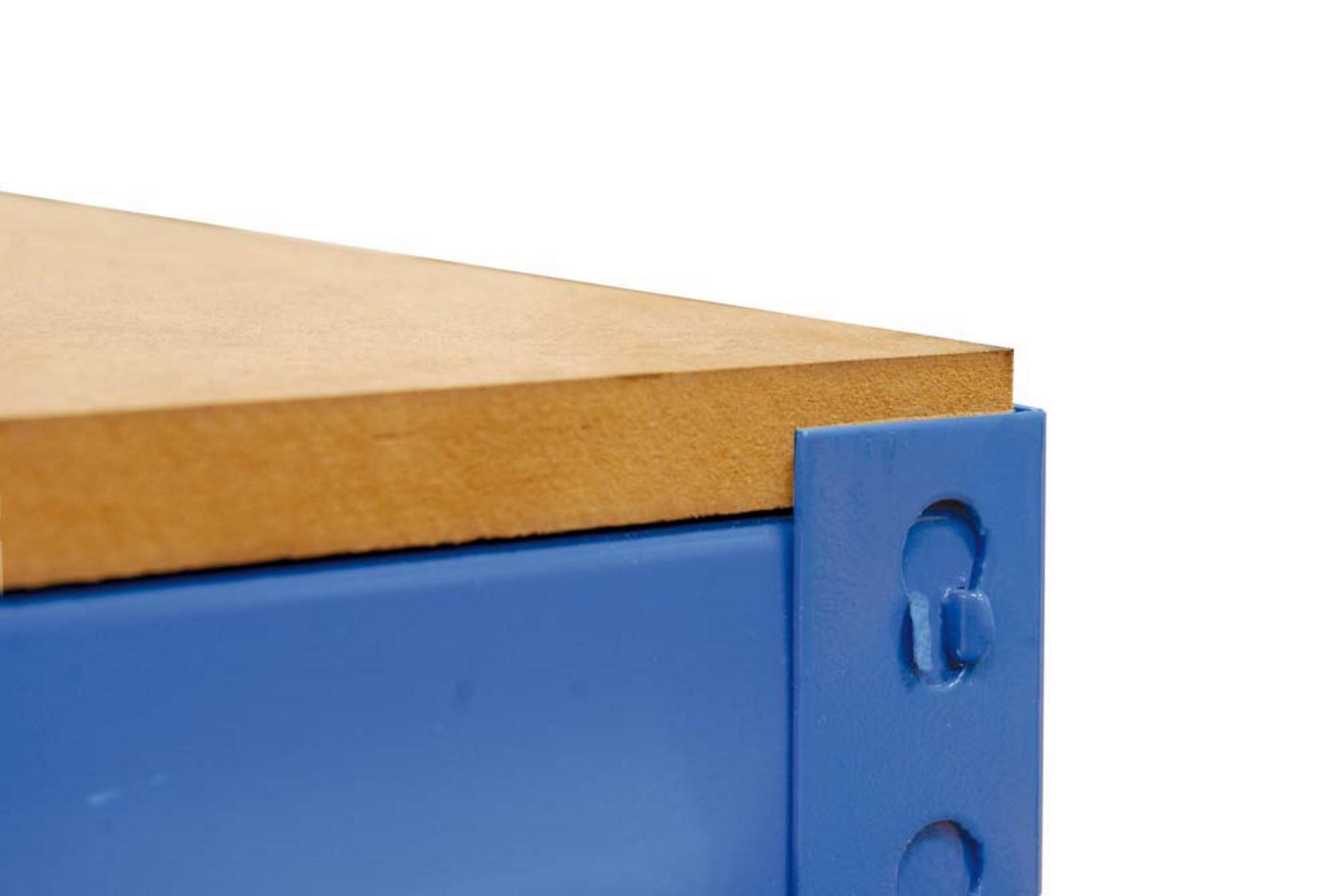 WERKBANK BUFFALO mit Frontablage und Schubfach | HxBxT 84x120x61cm | Traglast 600kg | Blau - Blau, Metall (120/84/61cm) - PROREGAL