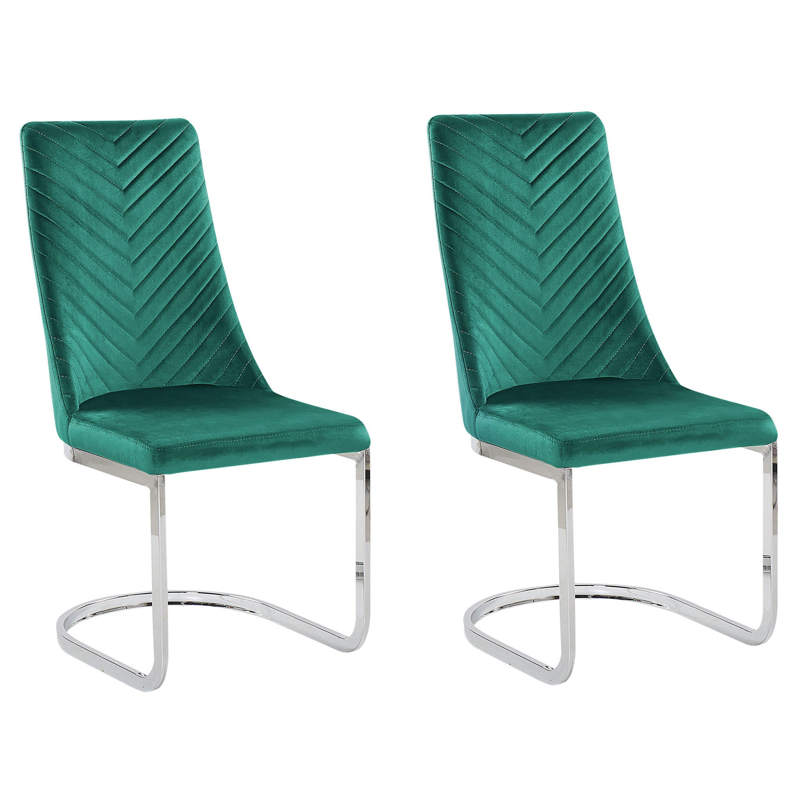 ESSZIMMERSTUHL 2er-Set Samtstoff Grün Altoona - Grün, Textil/Metall (46/96/58cm) - Beliani