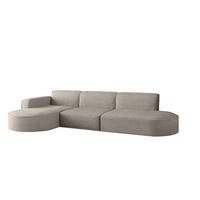 ECKSOFA Designer, Sofa L form MODENA 302 cm stoff Poso Hellbraun Links - Hellbraun, Holz (302/296cm) - Kaiser Möbel