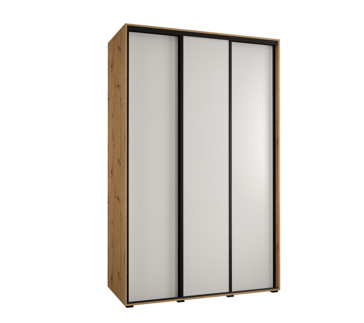 SCHWEBETÜRENSCHRANK 235,2/150/45 3-türig - Schwarz/Eiche Artisan, Holz/Metall (150/235/45cm) - Abiks Möbel