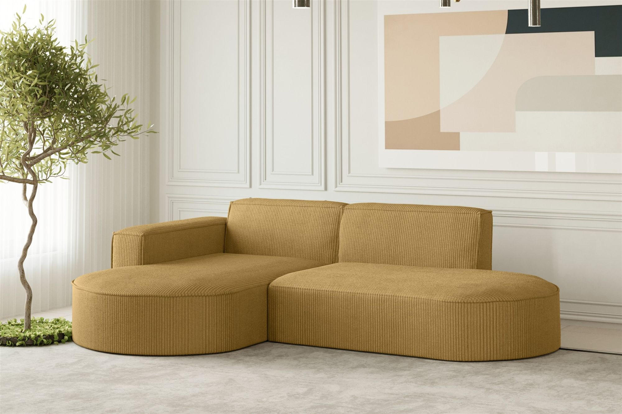 Thumbnail - Fun Möbel Ecksofa, Gelb, Textil, Ottomane links, 236x165 cm, Wohnzimmer, Sofas & Couches, Wohnlandschaften, Ecksofas