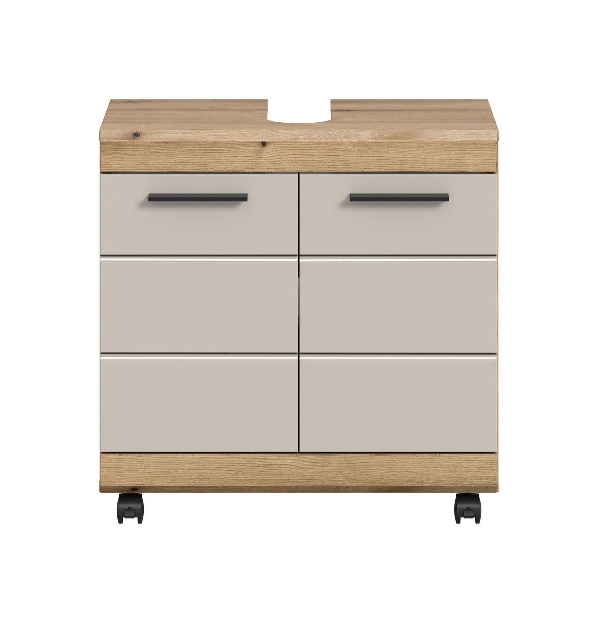 WASCHBECKENUNTERSCHRANK auf Rollen SCOUT (B/H/T: ca. 60/60/34 cm) in Evoke Oak Nachbildung/Kaschmir matt - Eichefarben, Holzwerkstoff (60/60/34cm)