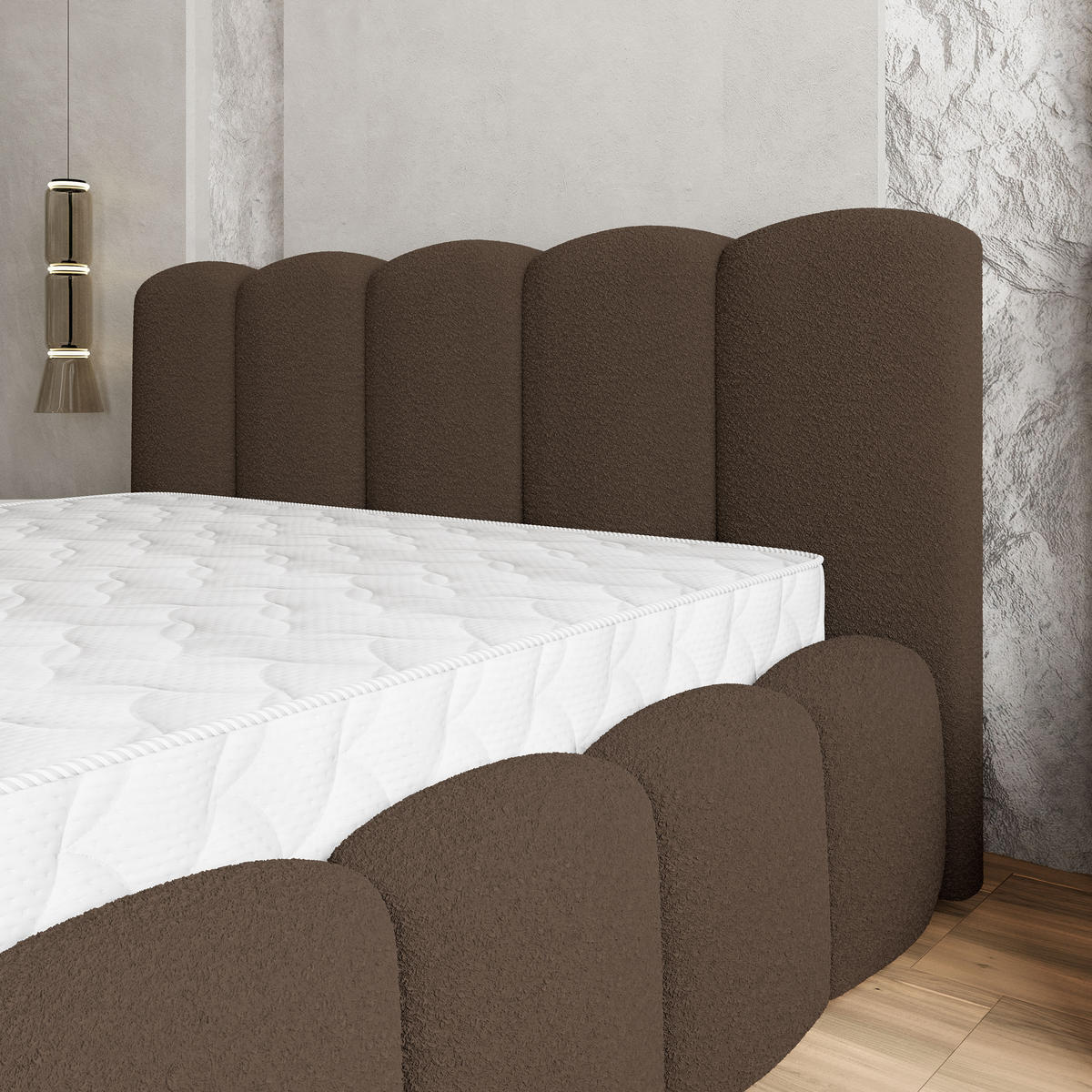 POLSTERBETT FALINA 180x200 cm mit Bettkästen - Braun - Braun, Holz (180/200cm) - MASSENO