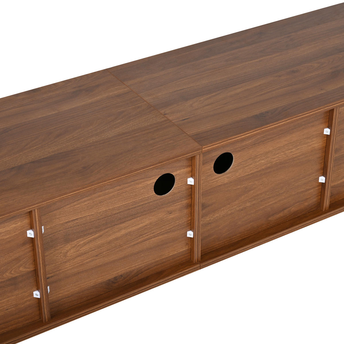 TV-LOWBOARD 180 x 38 x 47 cm, 4 Türen, goldene Griffe, Holzfüße, Walnuss - Walnussfarben, Holzwerkstoff (180/47/38cm)