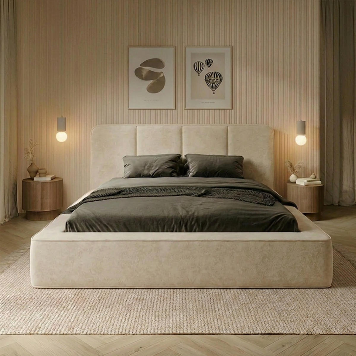 POLSTERBETT RANDELA 160x200 cm, Creme - Creme, Textil (200/160cm) - Fedve