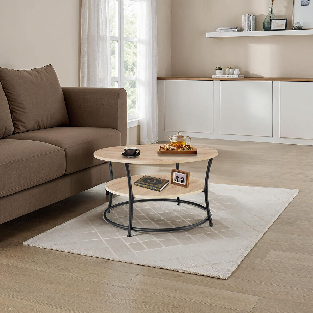 COUCHTISCH Cromford, 80 x 46 cm, Industrial Holz hell, Eiche Sonoma - Naturfarben, Holzwerkstoff (80/80/46cm) - tectake