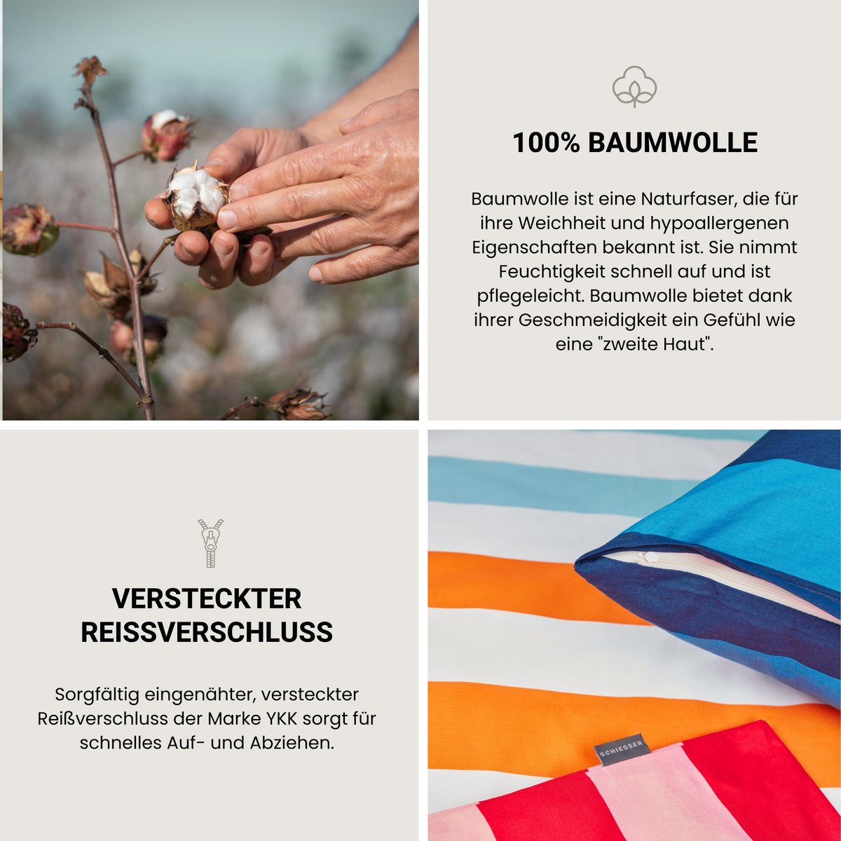 BETTWÄSCHESET Happy Stripe - Renforcé - 2-teilig - 135 x 200 cm - Türkis - Türkis, Textil (135/200cm) - SCHIESSER