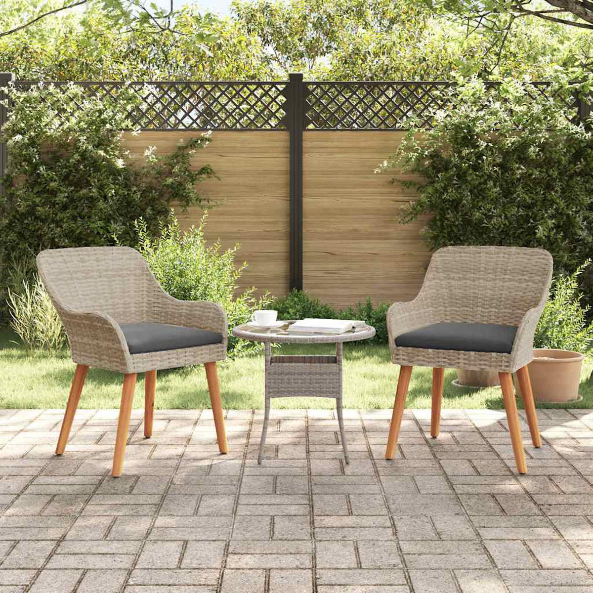 GARTENSTUHL 2er-Set Egos Rattan 62,5x55x82 cm Hellgrau - Hellgrau, Kunststoff (56/82/60cm) - DELUKE