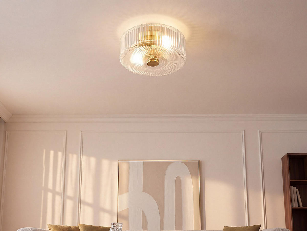 DECKENLEUCHTE - 30 x 30 - metall - transparent, goldfarben Lacaya - Transparent/Goldfarben, Metall (30/30/15cm) - Vente-Unique