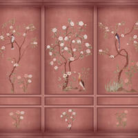 FOTOTAPETE Blumen und Vögel 318 x 280 cm - Pink, Papier (318/280cm) - Sanders & Sanders
