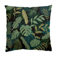 DEKOKISSEN Dschungel Blätter auf Schwarz 50/50 cm - Grün, Textil (50/50/10cm) - Bilderwelten