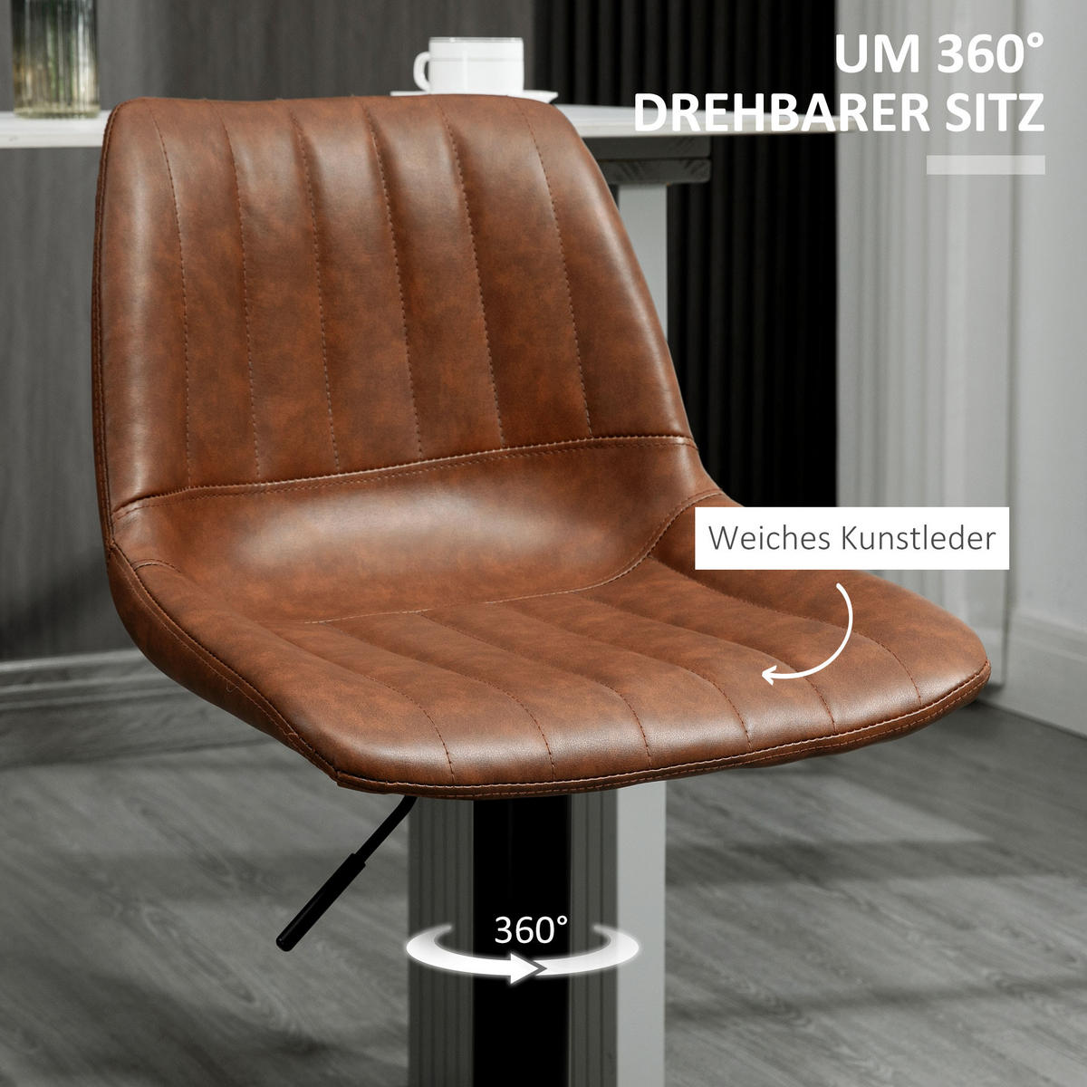 BARHOCKER 2er-Set Braun 43.0/49.5/111.0 cm - Braun, Leder (49.5/111/43cm)