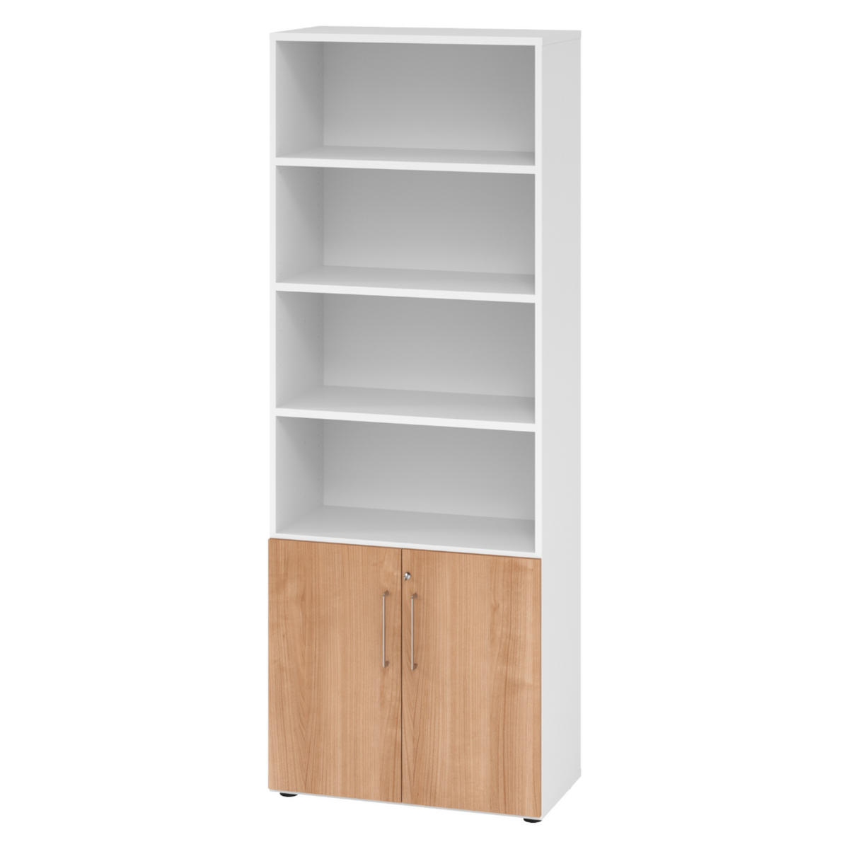 KOMBISCHRANK - 2 plus 4 Ordnerhöhen 42/80/215,6 cm in Weiß/Nussbaumfarben - Nussbaumfarben/Weiß, Holzwerkstoff (80/215.6/42cm) - bümö