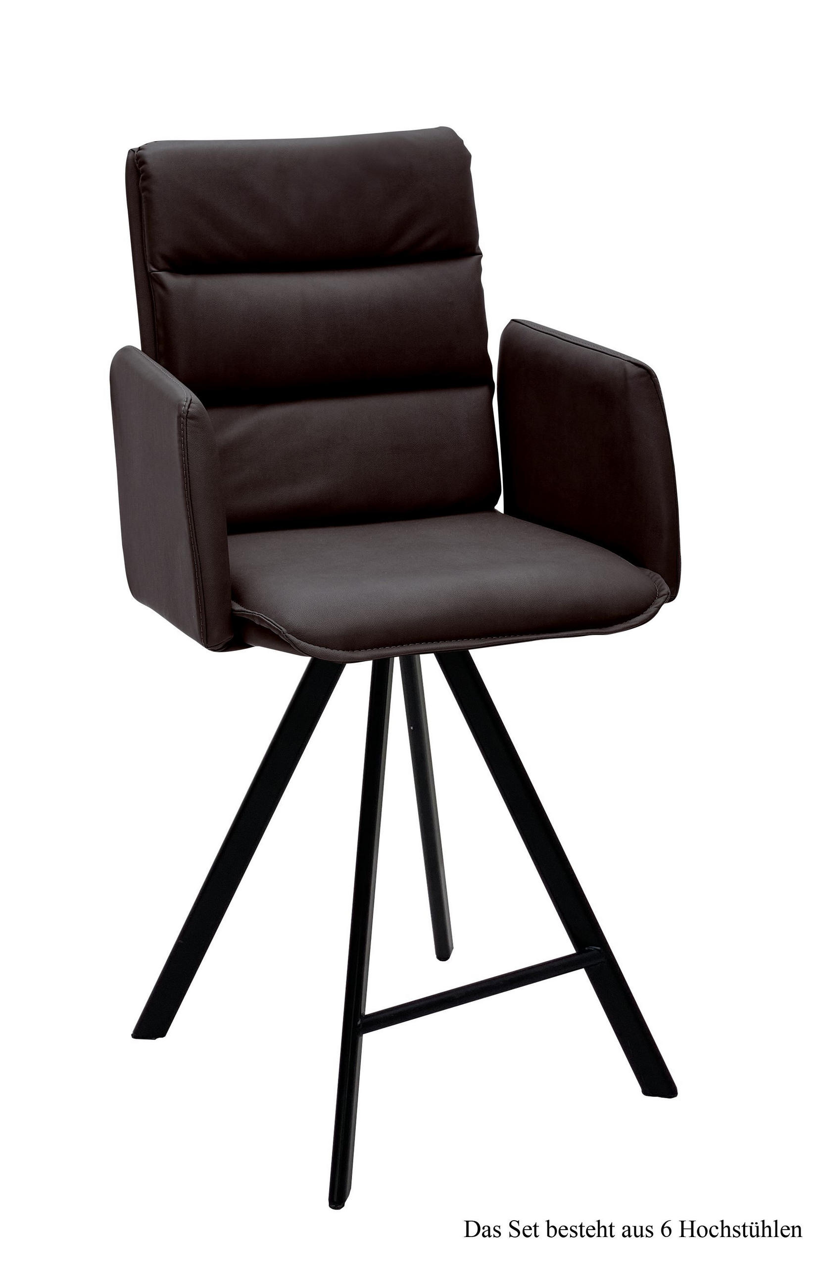 THEKENSTUHL drehbar (6er-Set) Diahann 52x109x60 Schwarz/Espresso - Dunkelbraun/Schwarz, Kunststoff (60/109/52cm) - 58aufmkessel