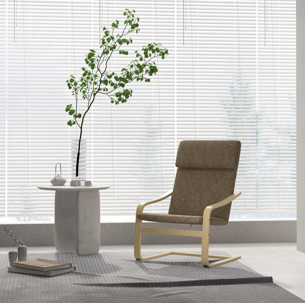 POLSTERSESSEL 65/69/98 cm mit Kopfstütze in Braun – bis 120 kg belastbar - Braun, Textil (65/98/69cm) - BEAOK